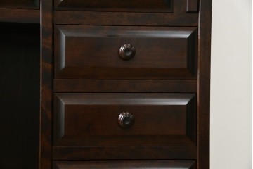 中古　超美品　北海道民芸家具　シックな色合いが魅力の片袖ライティングビューロー　定価約35万円相当　(R-083184)