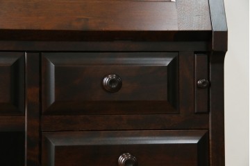 中古　超美品　北海道民芸家具　シックな色合いが魅力の片袖ライティングビューロー　定価約35万円相当　(R-083184)