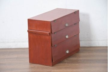 和製アンティーク　美品　昭和レトロな雰囲気感じる小さな3段パタパタ下駄箱(収納棚、ロッカー、サイドボード、キャビネット、戸棚)(R-083187)