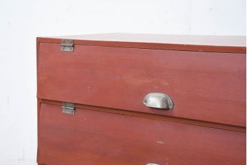 和製アンティーク　美品　昭和レトロな雰囲気感じる小さな3段パタパタ下駄箱(収納棚、ロッカー、サイドボード、キャビネット、戸棚)(R-083187)