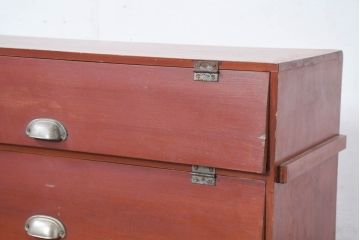和製アンティーク　美品　昭和レトロな雰囲気感じる小さな3段パタパタ下駄箱(収納棚、ロッカー、サイドボード、キャビネット、戸棚)(R-083187)