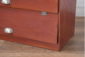 和製アンティーク　美品　昭和レトロな雰囲気感じる小さな3段パタパタ下駄箱(収納棚、ロッカー、サイドボード、キャビネット、戸棚)(R-083187)
