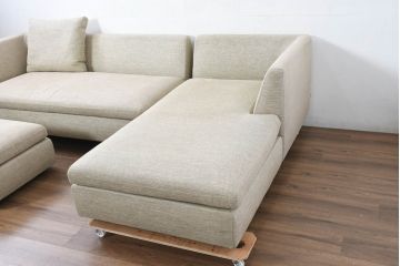 中古　美品　arflex(アルフレックス)　SONA(ソーナ)　心地よさと洗練を兼ね備えたオットマン付きカウチソファ(3人掛け、3P、三人掛け、2人掛けソファ、2PL字ソファ)(定価約115万円)(R-083189)