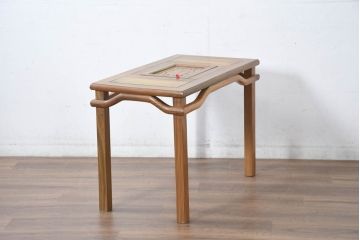 中古　中国　希少品!!　花梨(カリン)材　排水付き　伝統的な功夫(ゴンフー・カンフー)茶を楽しめる小振りなティーテーブル(コーヒーテーブル、カフェテーブル、サイドテーブル、コンソールテーブル、デスク、作業台)(R-083193)