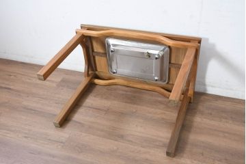 中古　中国　希少品!!　花梨(カリン)材　排水付き　伝統的な功夫(ゴンフー・カンフー)茶を楽しめる小振りなティーテーブル(コーヒーテーブル、カフェテーブル、サイドテーブル、コンソールテーブル、デスク、作業台)(R-083193)
