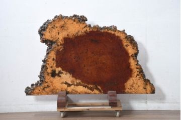 ビンテージ　花梨(カリン)材　鳥眼杢(バーズアイ)　迫力のある天然木の小振りなパーテーション(衝い立て、つい立て、間仕切り、ディスプレイ、オブジェ、ヴィンテージ)(R-083196)