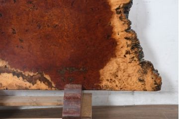 ビンテージ　花梨(カリン)材　鳥眼杢(バーズアイ)　迫力のある天然木の小振りなパーテーション(衝い立て、つい立て、間仕切り、ディスプレイ、オブジェ、ヴィンテージ)(R-083196)