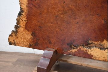 ビンテージ　花梨(カリン)材　鳥眼杢(バーズアイ)　迫力のある天然木の小振りなパーテーション(衝い立て、つい立て、間仕切り、ディスプレイ、オブジェ、ヴィンテージ)(R-083196)