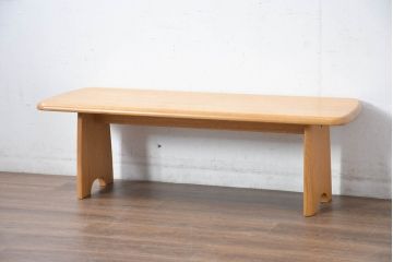 中古　美品　飛騨高山　家具ブランド　シラカワ(shirakawa)　レッドオーク無垢材のシンプルなベンチ(長椅子、ダイニングチェア、板座チェア)(R-083197)