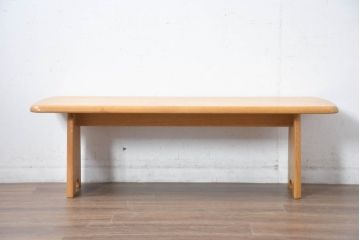 中古　美品　飛騨高山　家具ブランド　シラカワ(shirakawa)　レッドオーク無垢材のシンプルなベンチ(長椅子、ダイニングチェア、板座チェア)(R-083197)