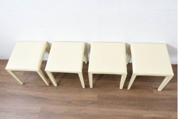 中古　美品　希少な廃番品　AbitaStyle(アビタスタイル)　モダンデザイン　リサイクルレザー　モダンでミニマルなデザインが空間に清潔感を与えるスツール4脚セット(椅子、イス、バラ売り可能)(R-083207)
