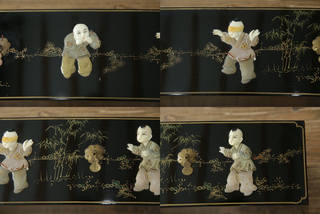 アジアンビンテージ　中国　シノワズリの美しいデザインが空間に華やかなアクセントを加える中国風チェスト　(R-083224)