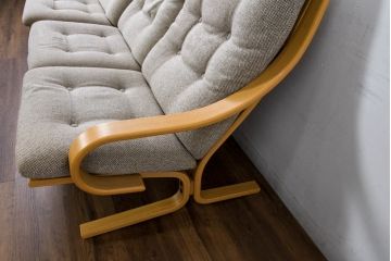 中古　FUJI FURNITURE(冨士ファニチア)　Agio(アージオ)　組み替え自由　シンプルモダンな4人掛けソファ(4P、3P、2P、ファミリーソファ、リビングソファ、分解可能、フジファニチャー、フジファニチュア)(R-083227)