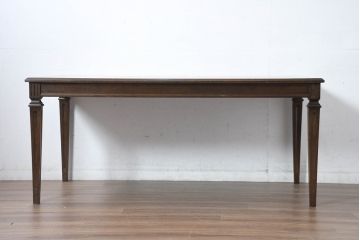中古　カリモク家具(karimoku)　domani(ドマーニ)　QUEENS LIFE (クイーンズライフ)　ヒッコリーブラウン　落ち着いた色合いと細部に宿る丁寧な作りがお部屋を優雅に演出するダイニングテーブル(食卓、4人掛け、4人用)(定価約32万円)(R-083232)