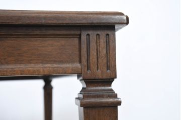 中古　カリモク家具(karimoku)　domani(ドマーニ)　QUEENS LIFE (クイーンズライフ)　ヒッコリーブラウン　落ち着いた色合いと細部に宿る丁寧な作りがお部屋を優雅に演出するダイニングテーブル(食卓、4人掛け、4人用)(定価約32万円)(R-083232)