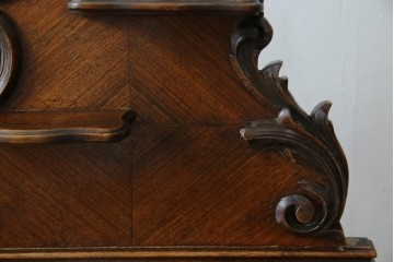 フランスアンティーク　美品!!　天板大理石　ローズウッド材　彫刻と寄木細工(パーケットリー)が織りなす気品漂うサイドキャビネット　(R-083234)