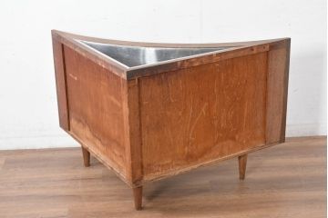 和製ビンテージ　超希少!!　特注オーダー品　北欧デザイン!!チーク材のプランターコーナーキャビネット(サイドボード、フラワーベース、ガーデンポット、ディスプレイ、店舗什器、ヴィンテージ)(R-083235)