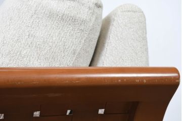 中古　希少な廃番品!!　KOSUGA(コスガ)　高級ライン　フェザークッション　美しい曲線が映える編み込みアームの2人掛けソファ(2P、ラウンジソファ、アームソファ)(定価約25万円)(R-083239)