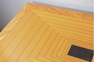 中古　イタリア　Giorgio Collection(ジョルジオコレクション)　美しいパーケットリー天板と便利なドローリーフ機能を備えたダイニングテーブル(エクステンションテーブル、伸長式テーブル、拡張式テーブル、食卓、4人掛け、6人掛け、4人用、6人用)(定価約350万円)(R-083249)