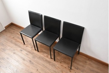 中古　イタリア　calligaris(カリガリス)　本革製ダイニングチェア3脚セット　※座面内部のウレタンに劣化有り　(R-083250)