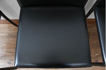 中古　イタリア　calligaris(カリガリス)　本革製ダイニングチェア3脚セット　※座面内部のウレタンに劣化有り　(R-083250)