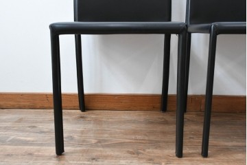 中古　イタリア　calligaris(カリガリス)　本革製ダイニングチェア3脚セット　※座面内部のウレタンに劣化有り　(R-083250)