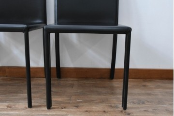 中古　イタリア　calligaris(カリガリス)　本革製ダイニングチェア3脚セット　※座面内部のウレタンに劣化有り　(R-083250)