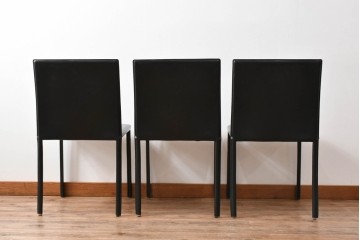 中古　イタリア　calligaris(カリガリス)　本革製ダイニングチェア3脚セット　※座面内部のウレタンに劣化有り　(R-083250)