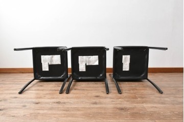 中古　イタリア　calligaris(カリガリス)　本革製ダイニングチェア3脚セット　※座面内部のウレタンに劣化有り　(R-083250)