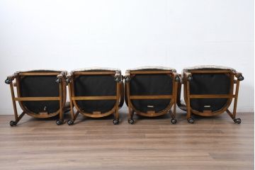 中古　カリモク家具(karimoku)　ゆったりと座れるキャスター付きダイニングアームチェア4脚セット(ダイニングチェア、イス、椅子、バラ売り可能)(定価4脚で約32万円)(R-083251)