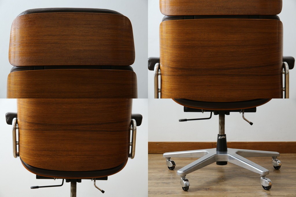 スイスビンテージ　高級オフィス家具メーカー Giroflex(ジロフレックス)　名作82Pasal(パサール)　美しいミッドセンチュリーの佇まいが際立つハイバックデスクチェア　定価約40万円　(R-083252)