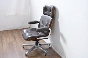 スイスビンテージ　高級オフィス家具メーカー Giroflex(ジロフレックス)　名作82Pasal(パサール)　美しいミッドセンチュリーの佇まいが際立つハイバックデスクチェア(オフィスチェア、アームチェア、デスクチェア、ミーティングチェア、回転椅子、イス、ヴィンテージ)(定価約40万円)(R-083252)