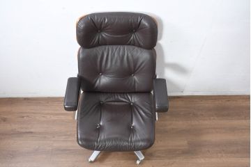 スイスビンテージ　高級オフィス家具メーカー Giroflex(ジロフレックス)　名作82Pasal(パサール)　美しいミッドセンチュリーの佇まいが際立つハイバックデスクチェア(オフィスチェア、アームチェア、デスクチェア、ミーティングチェア、回転椅子、イス、ヴィンテージ)(定価約40万円)(R-083252)