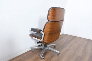スイスビンテージ　高級オフィス家具メーカー Giroflex(ジロフレックス)　名作82Pasal(パサール)　美しいミッドセンチュリーの佇まいが際立つハイバックデスクチェア(オフィスチェア、アームチェア、デスクチェア、ミーティングチェア、回転椅子、イス、ヴィンテージ)(定価約40万円)(R-083252)