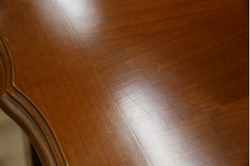 中古　イタリア輸入家具　猫脚が優美な象嵌入りの縦型チェスト(引き出し、サイドチェスト)(R-083255)