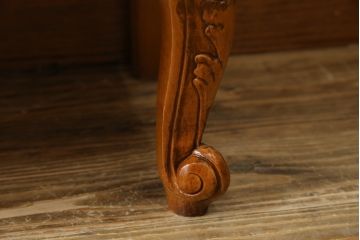 中古　イタリア輸入家具　猫脚が優美な象嵌入りの縦型チェスト(引き出し、サイドチェスト)(R-083255)