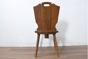 中古　美品　希少な絶版品!!　カリモク家具(karimoku)　ルスティック(RUSTIC)　オーク材　カントリースタイルの空間づくりにおすすめなダイニングチェア4脚セット(板座チェア、椅子、イス、バラ売り可能)(R-083257)