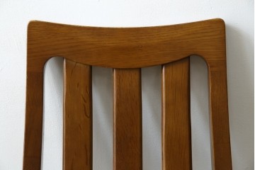 中古　マルニ木工(MARUNI)　楢(ナラ)材　本革(レザー)　北欧スタイルの美しい曲線が際立つダイニングチェア2脚セット　(R-083258)