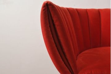 中古　美品　展示品　高級家具ブランド　Abita Style(アビタスタイル)　優雅なレッドカラーとミッドセンチュリーデザインが空間のアクセントになるラウンジチェア(アームチェア、椅子、イス)(定価約10万5千円)(R-083259)