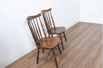 和製ビンテージ　飛騨家具　WINDS太平　たいへい(TAIHEI)　木の温もりを感じられるダイニングチェア2脚セット(板座チェア、椅子、イス、ヴィンテージ、バラ売り可能)(R-083261)