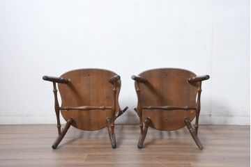 和製ビンテージ　飛騨家具　WINDS太平　たいへい(TAIHEI)　木の温もりを感じられるダイニングチェア2脚セット(板座チェア、椅子、イス、ヴィンテージ、バラ売り可能)(R-083261)