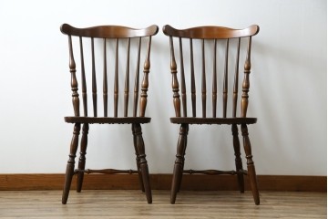 和製ビンテージ　飛騨家具　WINDS太平　たいへい(TAIHEI)　木の温もりを感じられるダイニングチェア2脚セット　(R-083261)