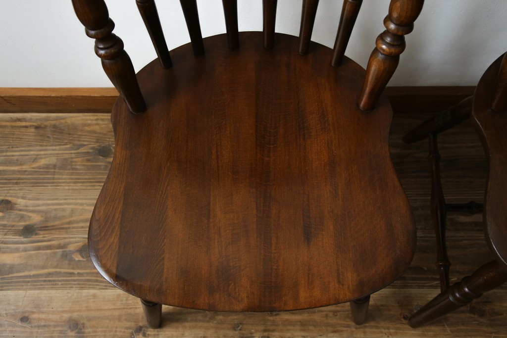 和製ビンテージ　飛騨家具　WINDS太平　たいへい(TAIHEI)　木の温もりを感じられるダイニングチェア2脚セット　(R-083261)