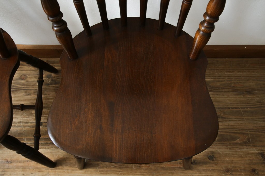 和製ビンテージ　飛騨家具　WINDS太平　たいへい(TAIHEI)　木の温もりを感じられるダイニングチェア2脚セット　(R-083261)