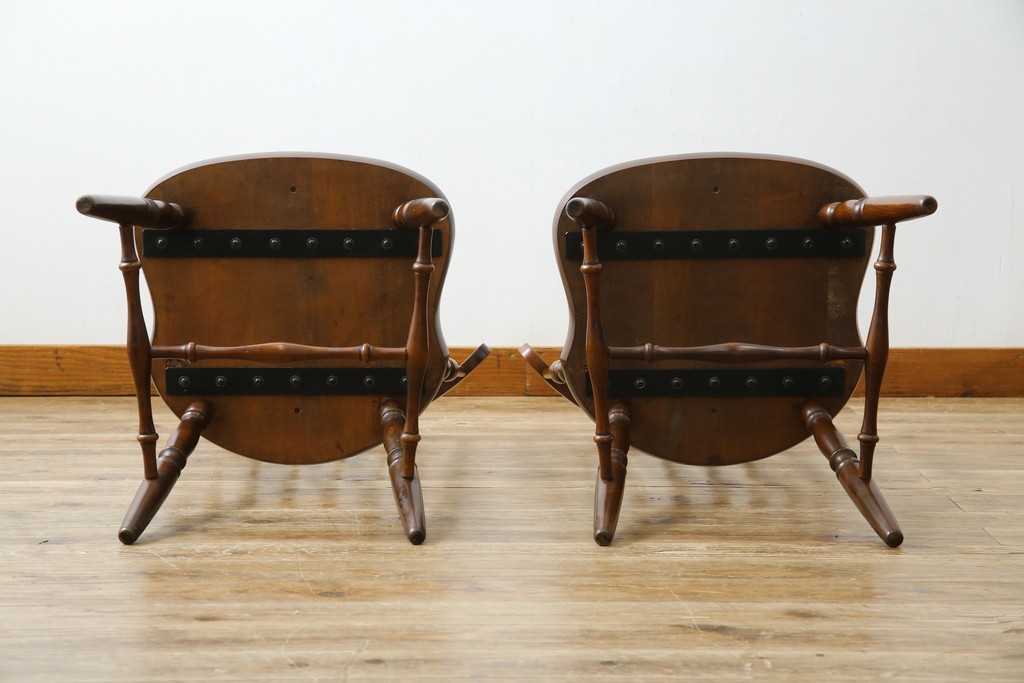 和製ビンテージ　飛騨家具　WINDS太平　たいへい(TAIHEI)　木の温もりを感じられるダイニングチェア2脚セット　(R-083261)