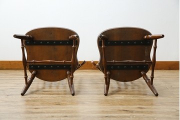 和製ビンテージ　飛騨家具　WINDS太平　たいへい(TAIHEI)　木の温もりを感じられるダイニングチェア2脚セット　(R-083261)