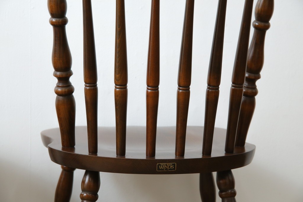 和製ビンテージ　飛騨家具　WINDS太平　たいへい(TAIHEI)　木の温もりを感じられるダイニングチェア2脚セット　(R-083261)