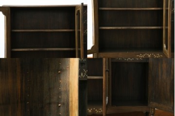 アジアンヴィンテージ　高級品!!　美しい唐草風象嵌装飾　ハンドクラフト　アジアンクラシカルな雰囲気が素敵なサイドボード　(R-083266)