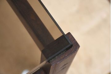 和製ビンテージ　ローズウッド　北欧デザインがおしゃれな上質な作りのブラウンガラストップローテーブル(センターテーブル、リビングテーブル、ヴィンテージ)(R-083270)