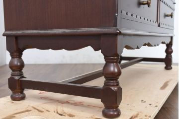 中古　美品　神戸元町欧風家具メープル不二屋製　マホガニー材の高級キャビネット(収納棚、戸棚、サイドキャビネット、飾り棚、本箱、ブックケース)(R-083272)